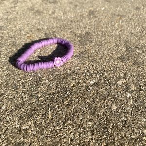 Purple Flower clay bead bracelet